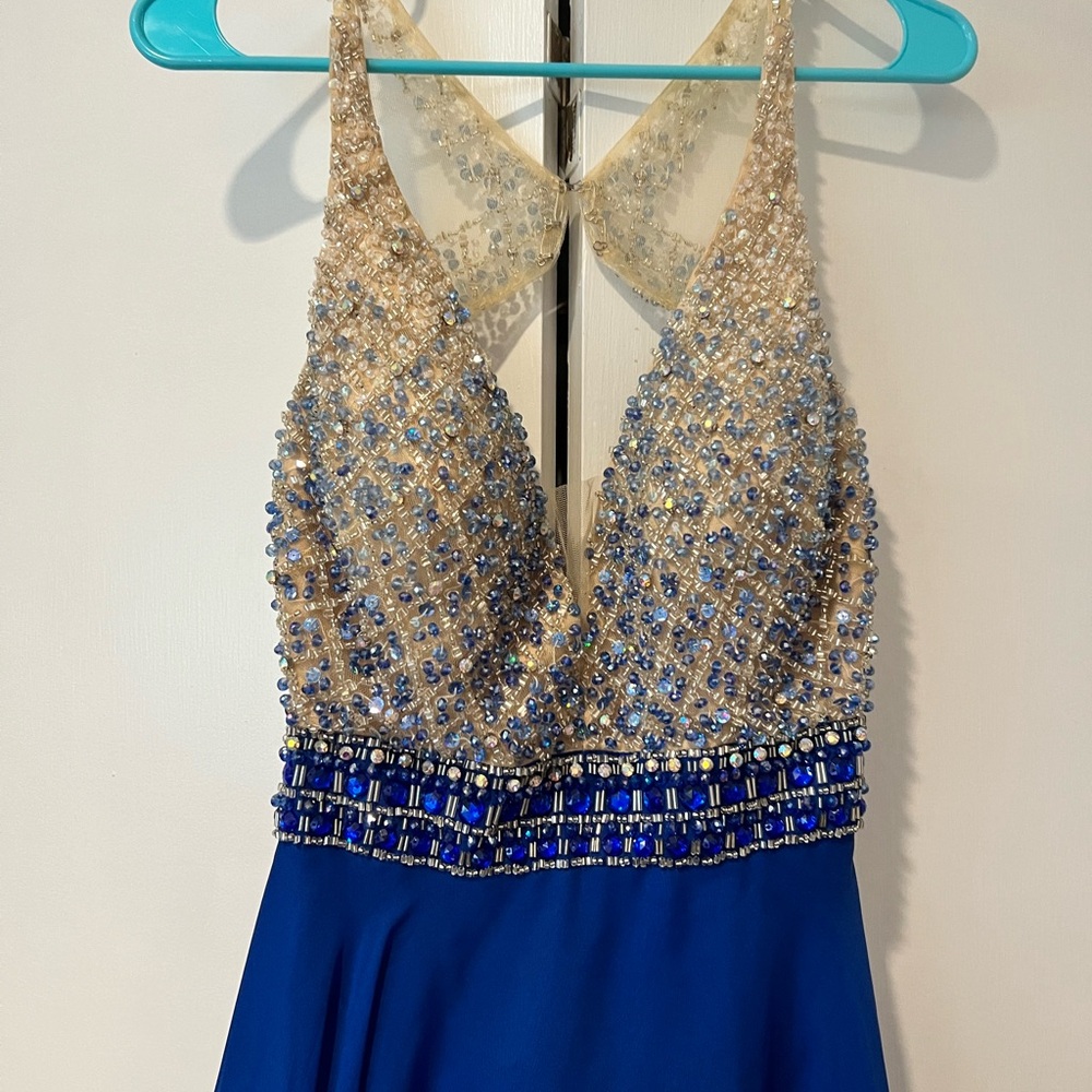 Royal Blue Beaded Formal Dress- Size 10